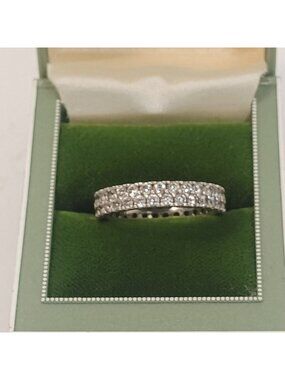 Sterling Silver Double Stacked Cubic Zirconia Band Ring Size 8 Signed BE 925 CN